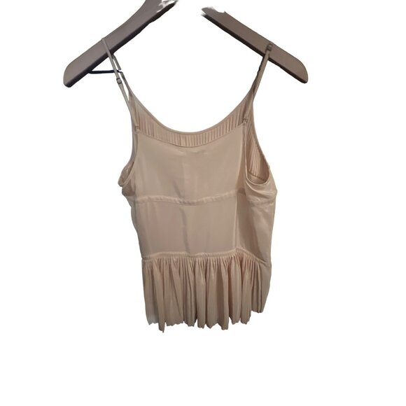 Broadway & Broome Tank Top Small Brown Silk Pleated Spaghetti Strap Camisole Lar - Picture 2 of 5
